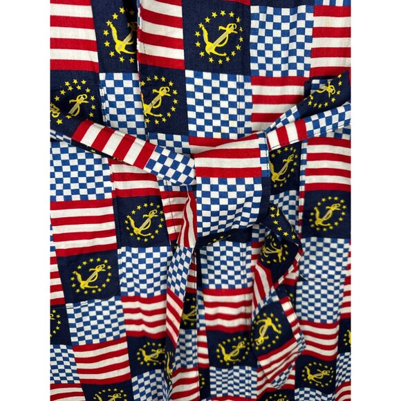 Vintage 90s NAUTICA Mens Nautical Patriotic Cotton Robe O/S American Flag - Picture 6 of 12